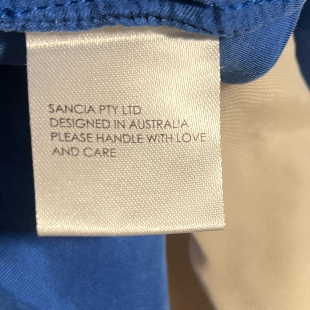 SANCIA Chic Strapless Blue and Cream Maxi Dress - Picture 5 of 5